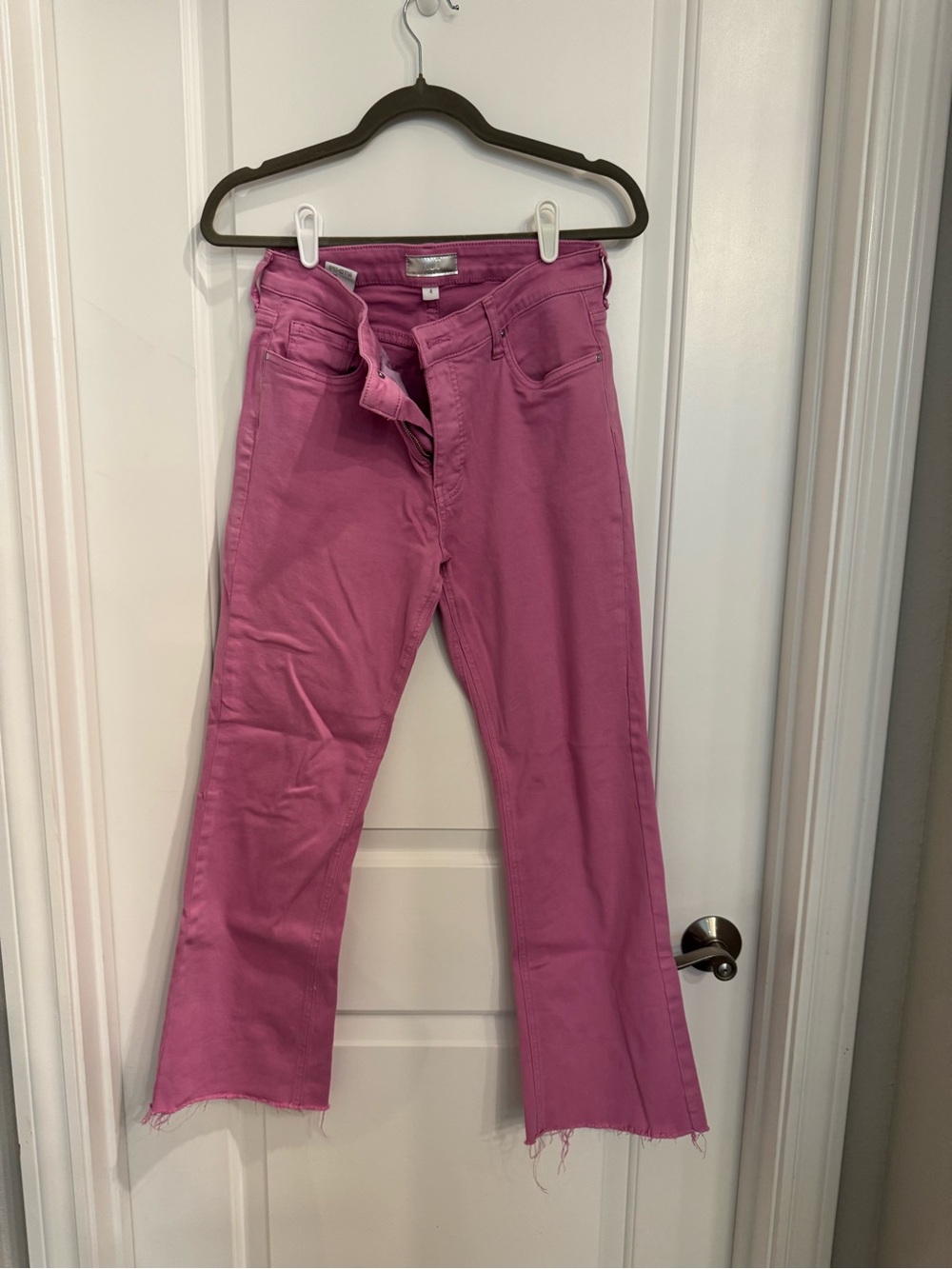 Pink High-Waist Straight Jeans